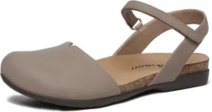 Athlefit Women's Closed Toe Sandals Comfort Cork Footbed Arch Support Flat Sandals