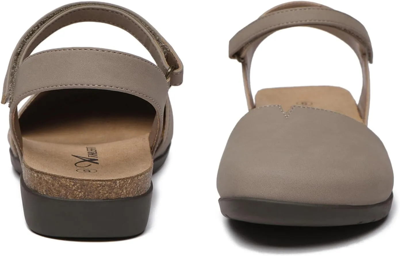 Athlefit Women's Closed Toe Sandals Comfort Cork Footbed Arch Support Flat Sandals