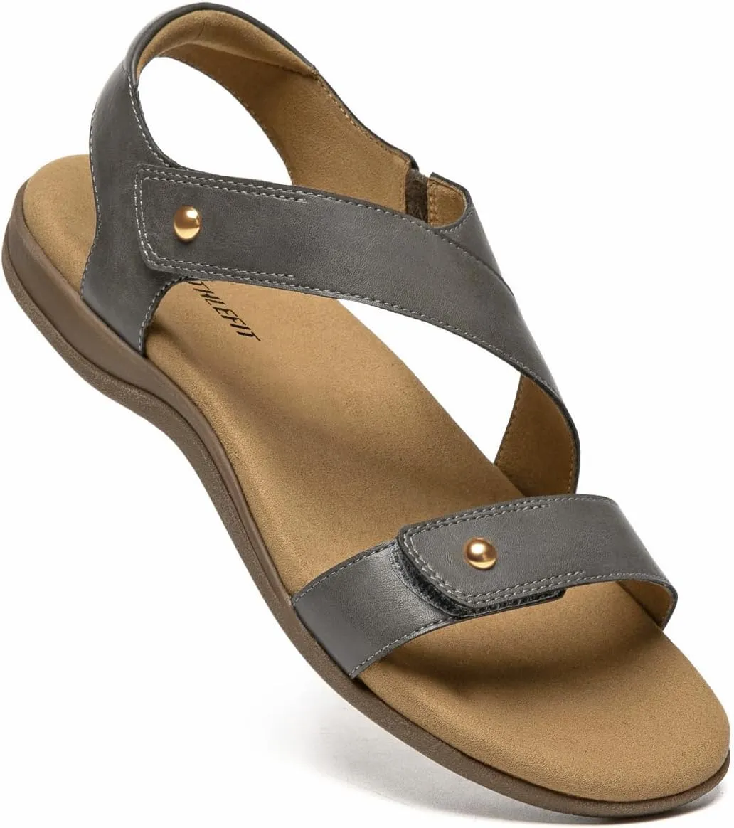 Athlefit Women's Comfortable Orthopedic Sandals with Arch Support Adjustable Walking Casual Orthotic Sandals
