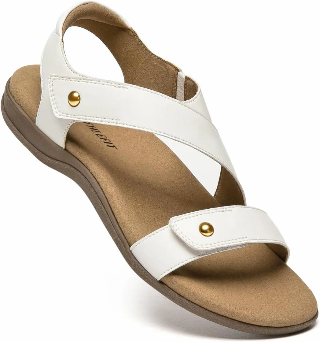 Athlefit Women's Comfortable Orthopedic Sandals with Arch Support Adjustable Walking Casual Orthotic Sandals