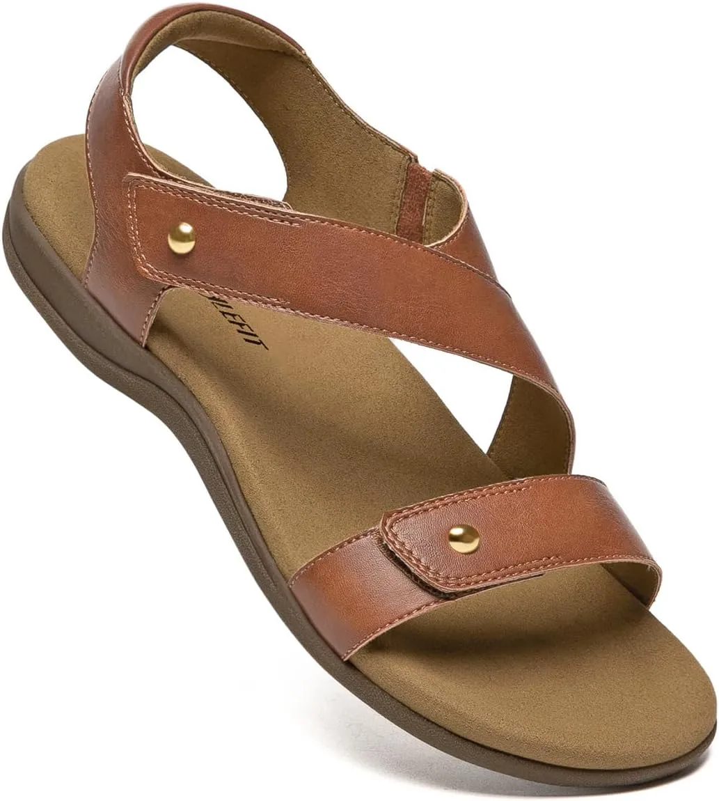 Athlefit Women's Comfortable Orthopedic Sandals with Arch Support Adjustable Walking Casual Orthotic Sandals