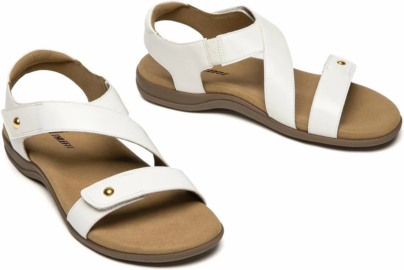 Athlefit Women's Comfortable Orthopedic Sandals with Arch Support Adjustable Walking Casual Orthotic Sandals