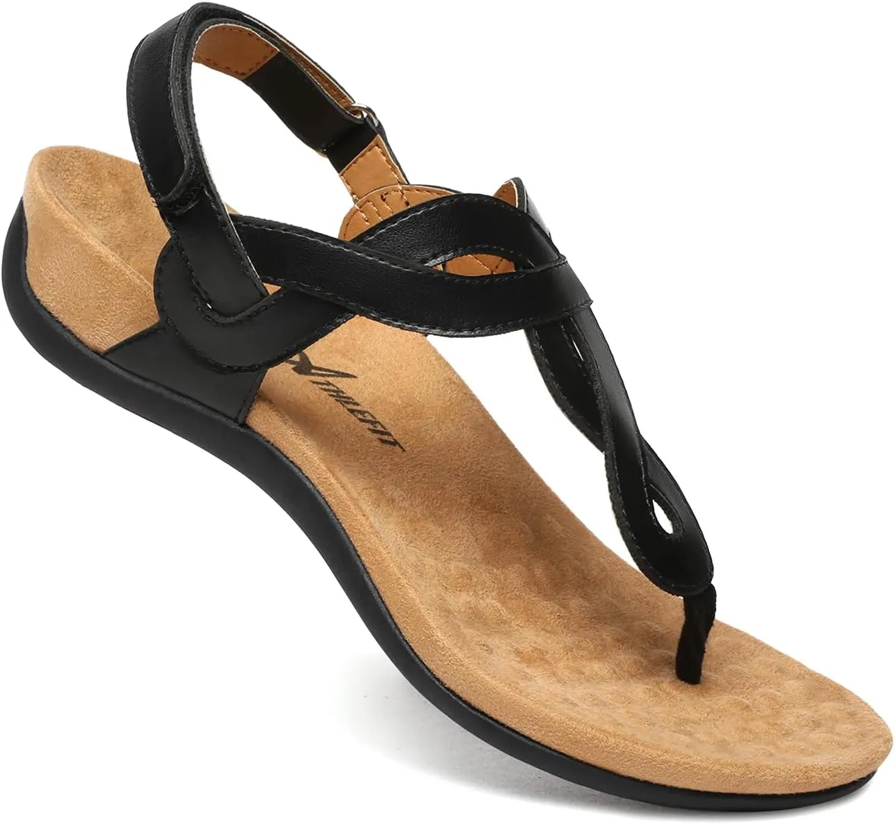 Athlefit Women's Orthopedic Arch Support Sandals Comfortable Thong T-Strap Orthotic Casual Flat Sandals