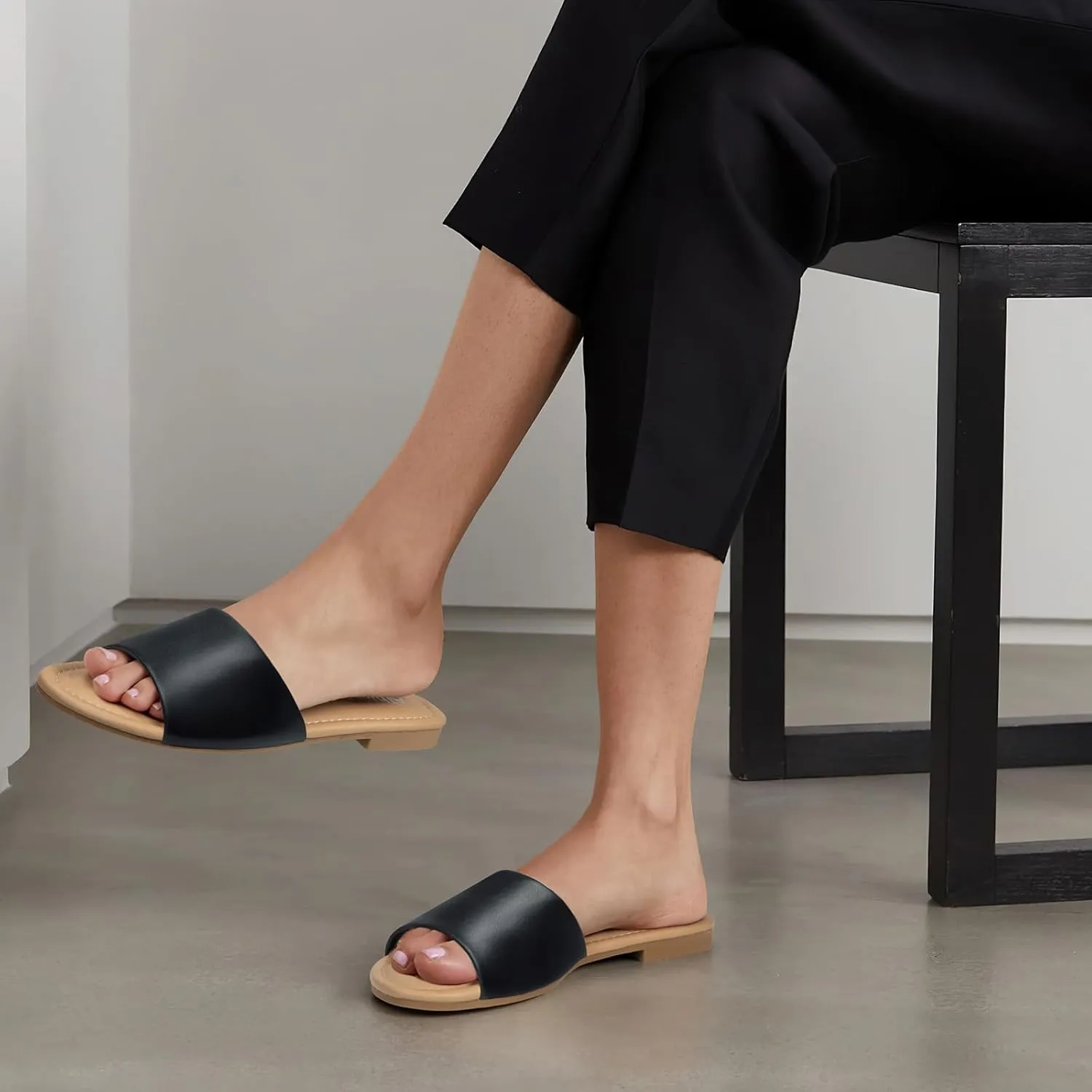 ATHMILE Sandals for Women 2025 One Band Womens Sandals Dressy Open Toe Flats Summer Slides for Casual Party Cute Beach
