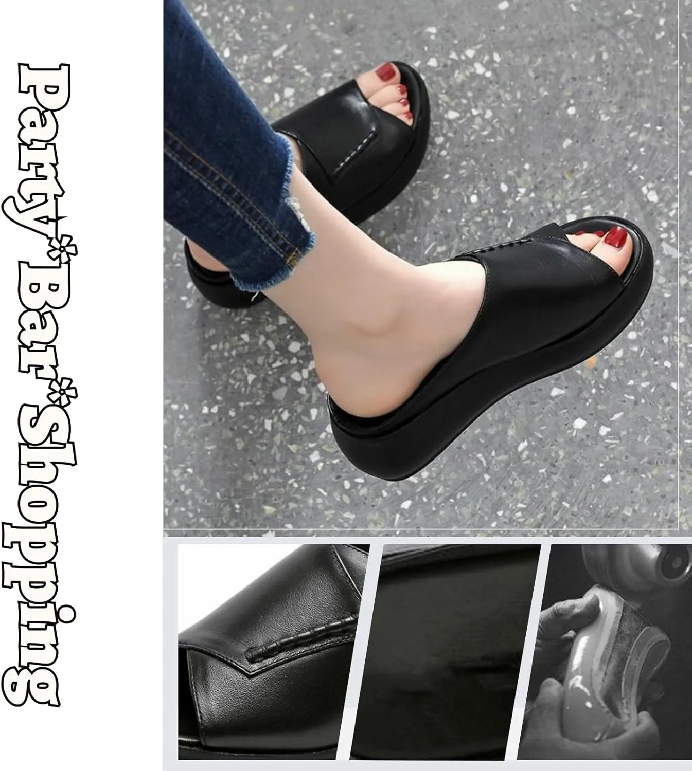 AUNTHUI Women Open Toe Platform Wedge Mule Sandals with Arch Support,Non-Slip Comfortable Summer Fish Toe Sandals Outdoor Beach Walking
