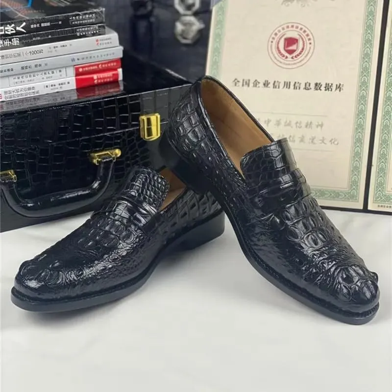 Authentic Exotic Crocodile Skin Brown Color Businessmen Dress Loafers Genuine Alligator Leather 100% Handmade Male Slip-on Shoes