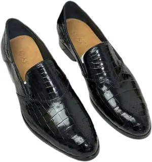 Authentic Exotic Crocodile Skin Business Style Men Black Dress Shoes Genuine Alligator Leather Male Slip-on Brogue Dress Loafers