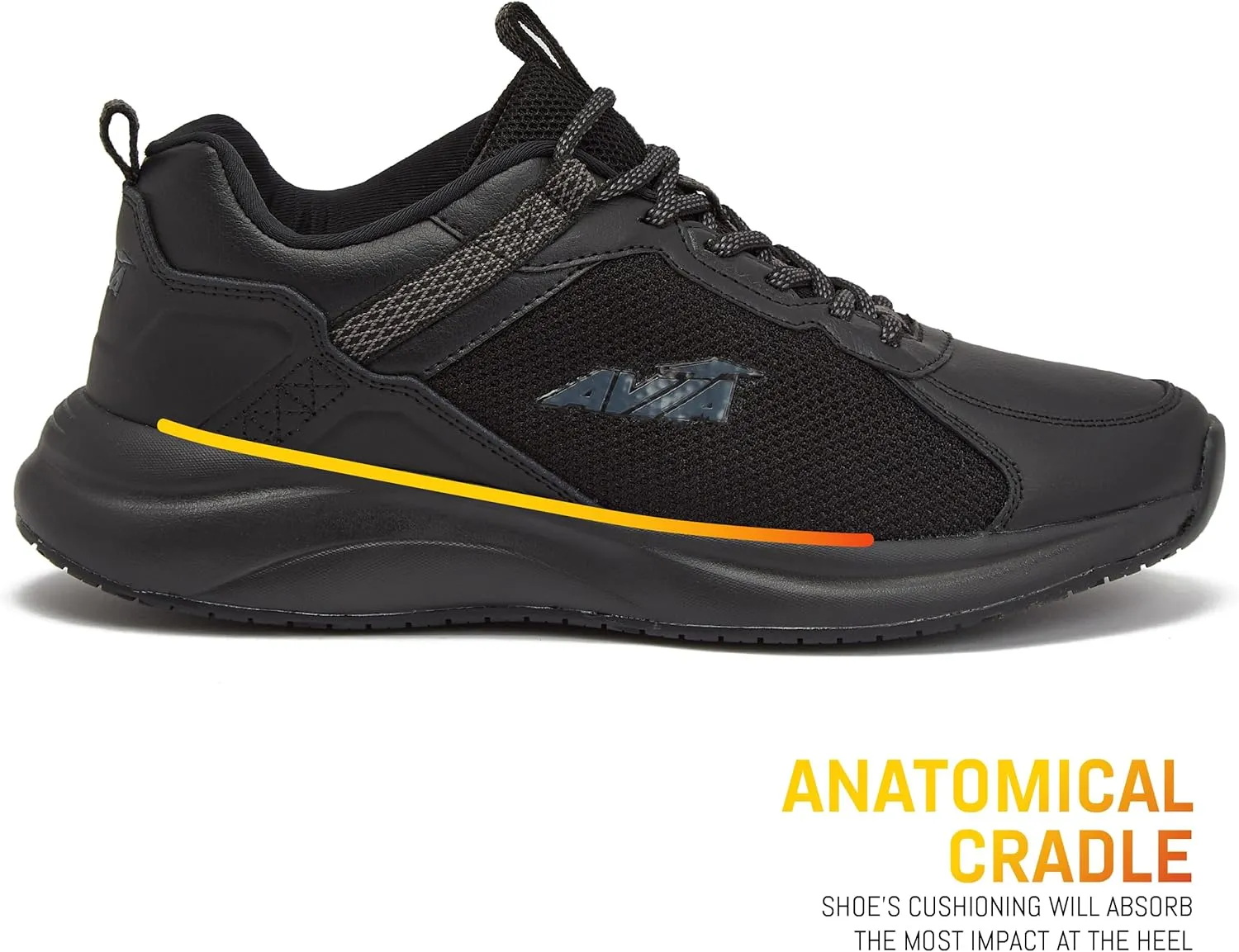 Avia Canyon SR Black Non Slip Shoes for Women, Water Resistant Women's Restaurant, Work & Food Service Sneakers - Black, Medium or Wide