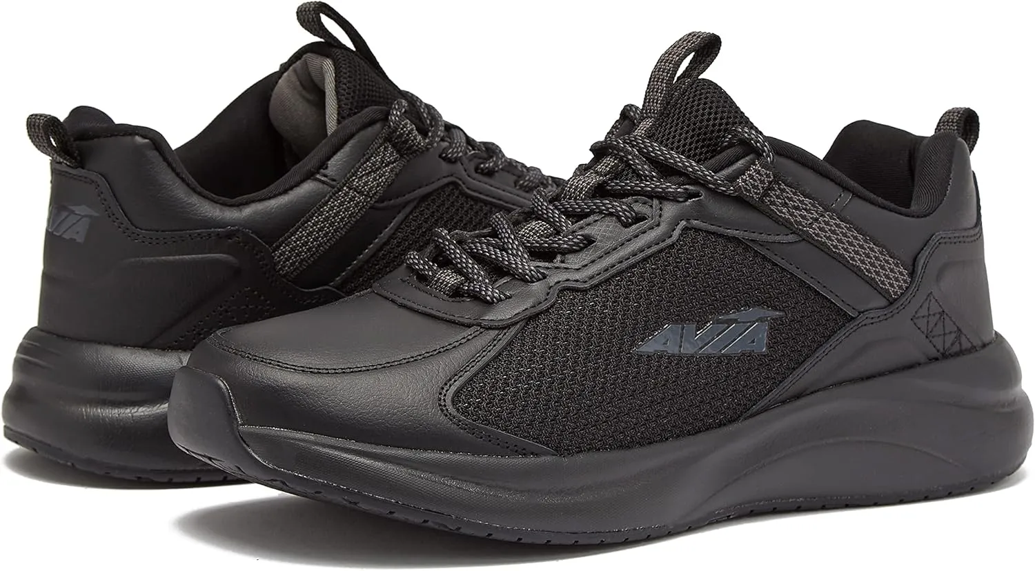 Avia Canyon SR Black Non Slip Shoes for Women, Water Resistant Women's Restaurant, Work & Food Service Sneakers - Black, Medium or Wide