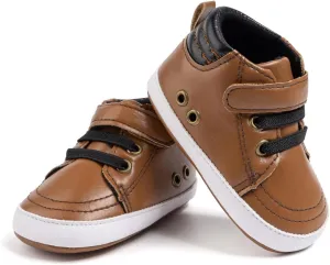 Babelvit Baby Boy Girl Soft Sole Canvas Sneakers Sparkle High Top Lace Up Infant Unisex Ankle Shoes Boots Toddler Newborn Prewalker First Baby Walking Crib Shoes
