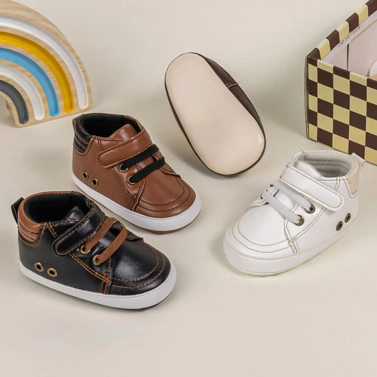 Babelvit Baby Boy Girl Soft Sole Canvas Sneakers Sparkle High Top Lace Up Infant Unisex Ankle Shoes Boots Toddler Newborn Prewalker First Baby Walking Crib Shoes