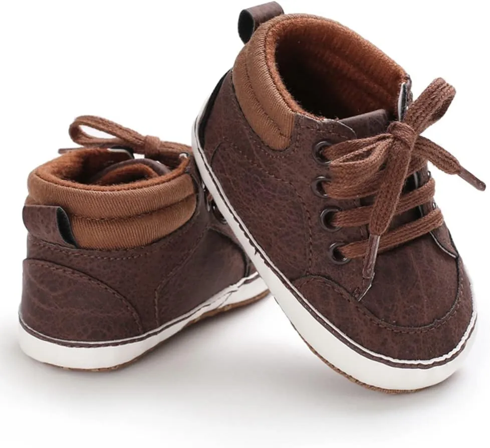 Babelvit Baby Boy Girl Soft Sole Canvas Sneakers Sparkle High Top Lace Up Infant Unisex Ankle Shoes Boots Toddler Newborn Prewalker First Baby Walking Crib Shoes