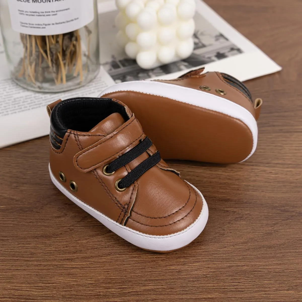 Babelvit Baby Boy Girl Soft Sole Canvas Sneakers Sparkle High Top Lace Up Infant Unisex Ankle Shoes Boots Toddler Newborn Prewalker First Baby Walking Crib Shoes