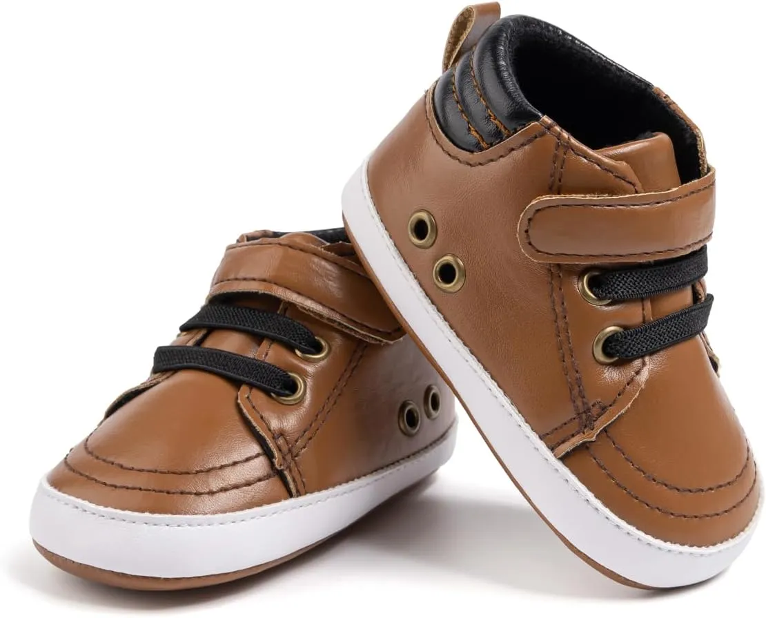 Babelvit Baby Boy Girl Soft Sole Canvas Sneakers Sparkle High Top Lace Up Infant Unisex Ankle Shoes Boots Toddler Newborn Prewalker First Baby Walking Crib Shoes
