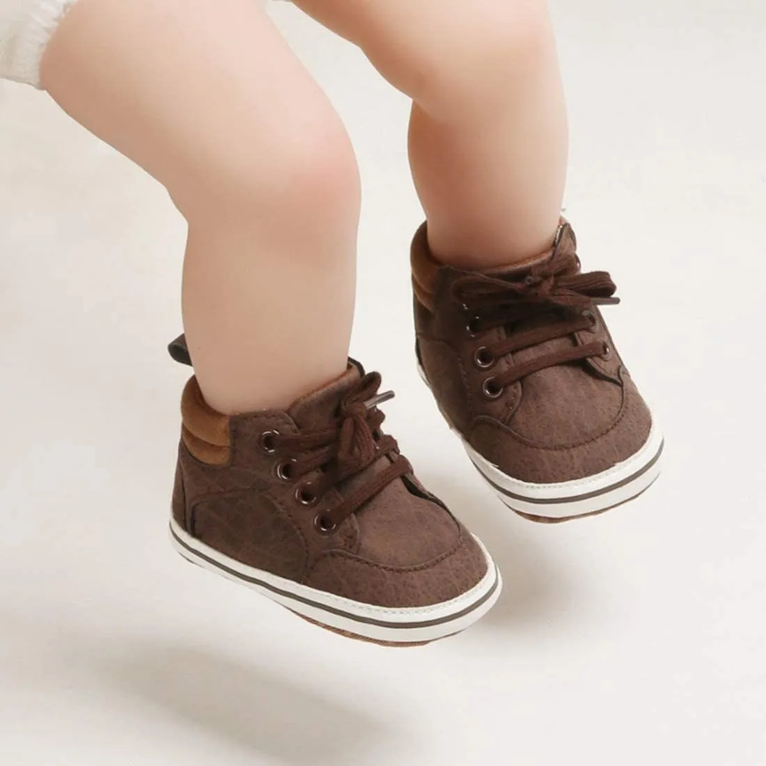Babelvit Baby Boy Girl Soft Sole Canvas Sneakers Sparkle High Top Lace Up Infant Unisex Ankle Shoes Boots Toddler Newborn Prewalker First Baby Walking Crib Shoes