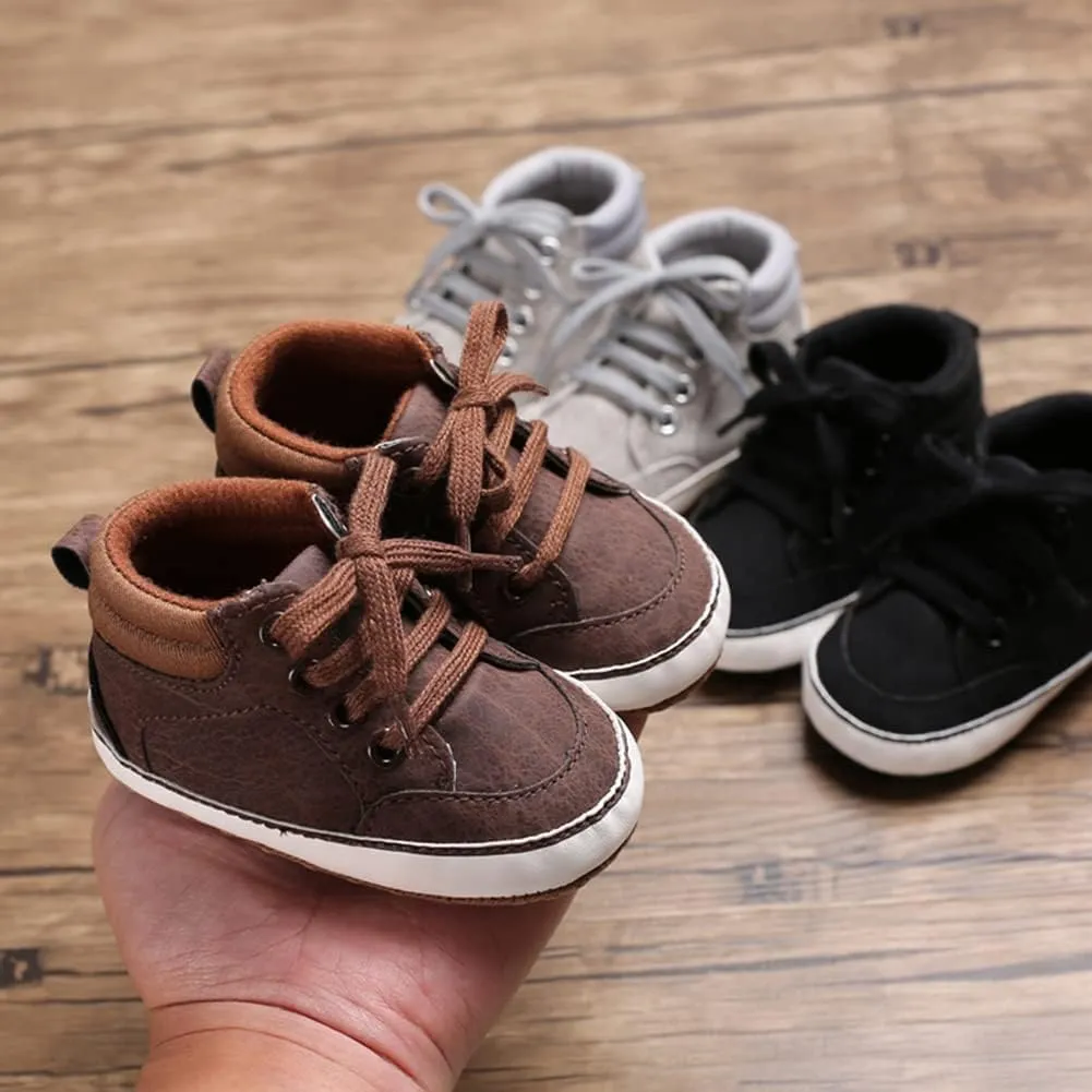 Babelvit Baby Boy Girl Soft Sole Canvas Sneakers Sparkle High Top Lace Up Infant Unisex Ankle Shoes Boots Toddler Newborn Prewalker First Baby Walking Crib Shoes