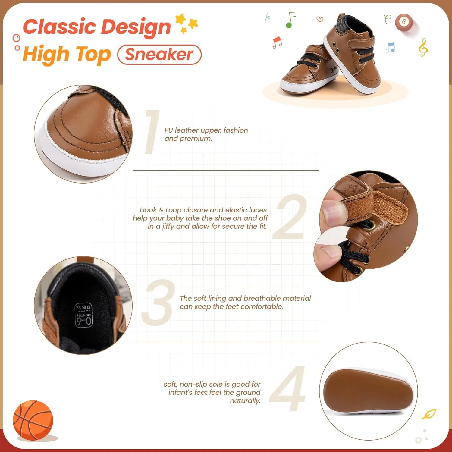 Babelvit Baby Boy Girl Soft Sole Canvas Sneakers Sparkle High Top Lace Up Infant Unisex Ankle Shoes Boots Toddler Newborn Prewalker First Baby Walking Crib Shoes