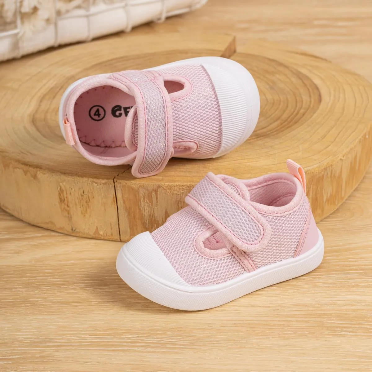 Babelvit Toddler Girls Boys Classic Sneakers Baby T-Strap Hook Loop Breathable Mesh Anti-Collision Walking Shoes Infant Non Slip Comfortable Casual School Shoes