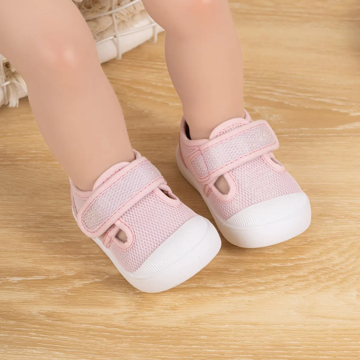 Babelvit Toddler Girls Boys Classic Sneakers Baby T-Strap Hook Loop Breathable Mesh Anti-Collision Walking Shoes Infant Non Slip Comfortable Casual School Shoes