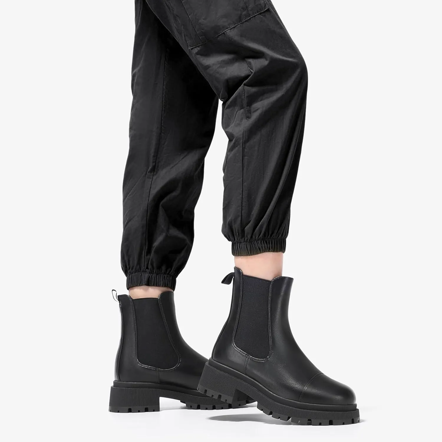 Bacia Chelsea Boots Women Lug Sole Ankle Boots Chunky Heel Slip On Booties