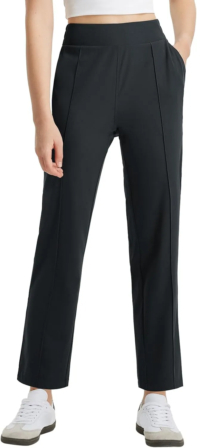 baleaf Women's Travel Pants Lightweight Business Casual Work Pants Stretch Petite Ankle Golf Slacks with Pockets UPF50 