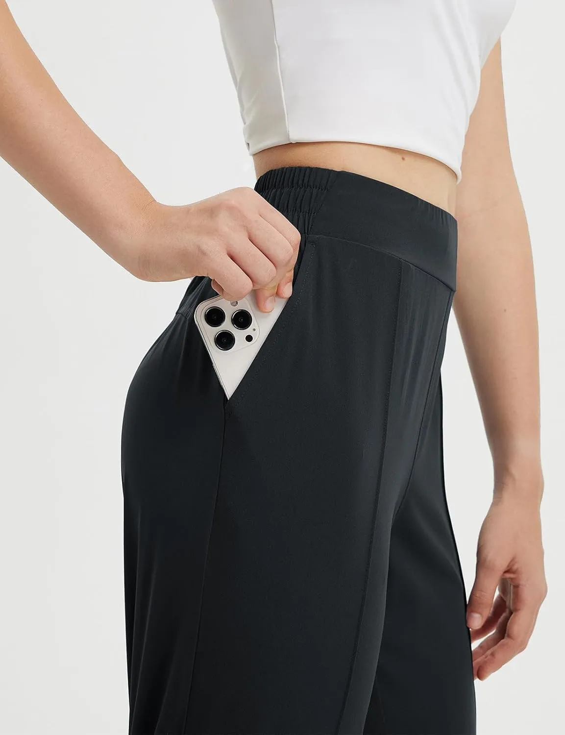 baleaf Women's Travel Pants Lightweight Business Casual Work Pants Stretch Petite Ankle Golf Slacks with Pockets UPF50 