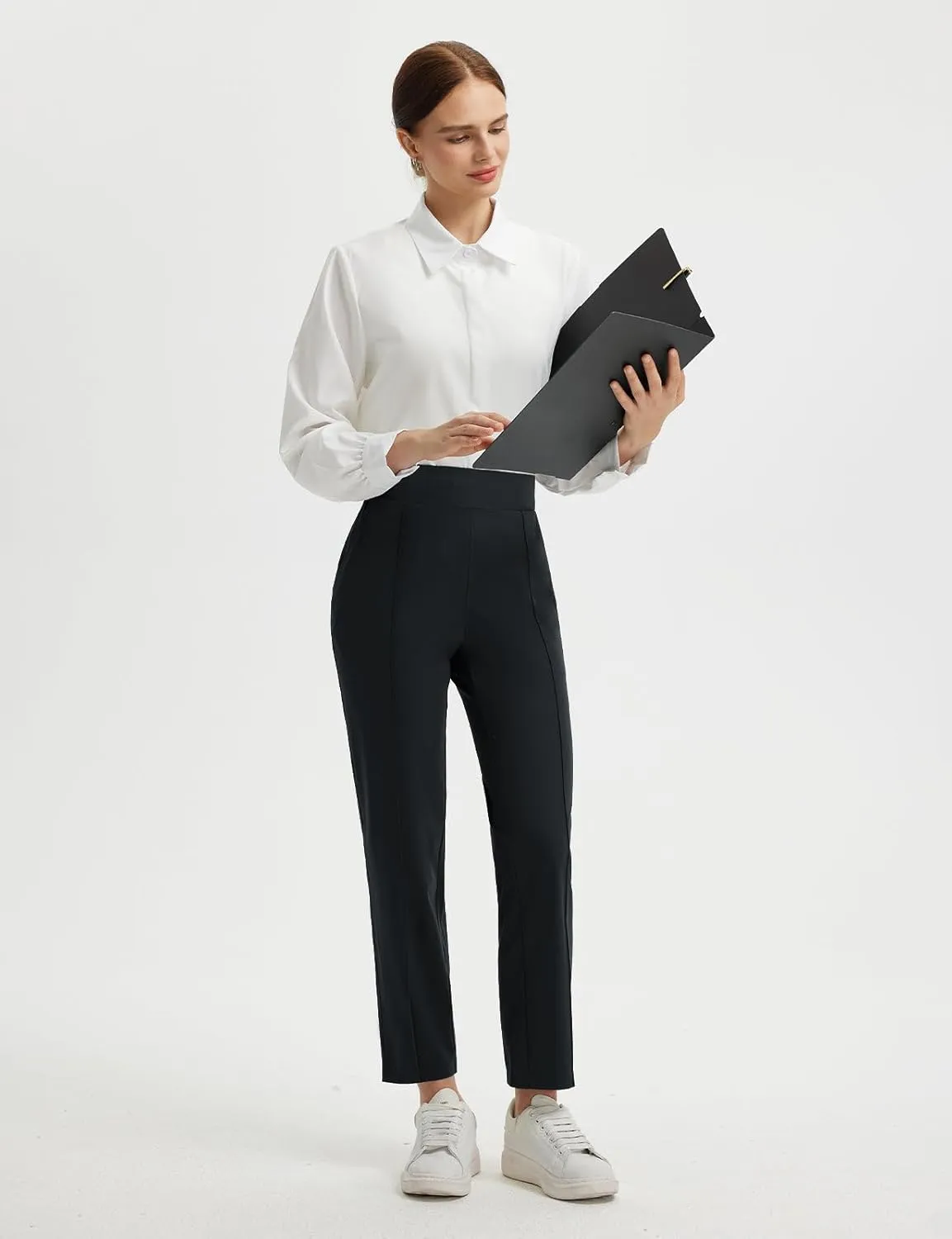 baleaf Women's Travel Pants Lightweight Business Casual Work Pants Stretch Petite Ankle Golf Slacks with Pockets UPF50 