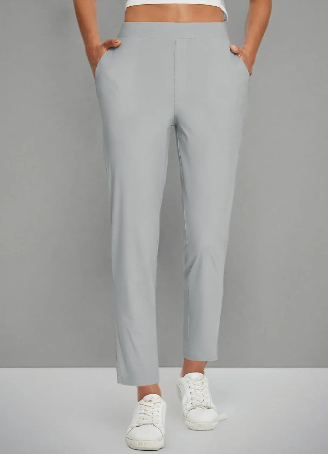 baleaf Womens Travel Pants Lightweight Stretch with Zipper Pockets Petite Ankle Dressy Golf Work Business Casual Slacks