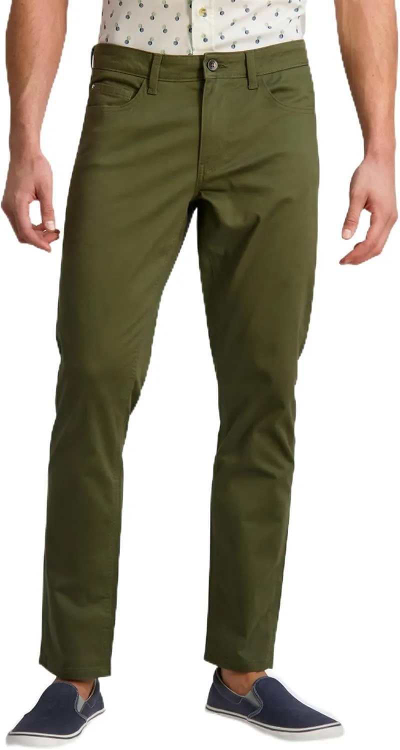 Ben Sherman Men's Khaki Pants - Slim Fit Comfort Stretch Woven Sateen Chino Work Pants - Casual Dress Pants for Men