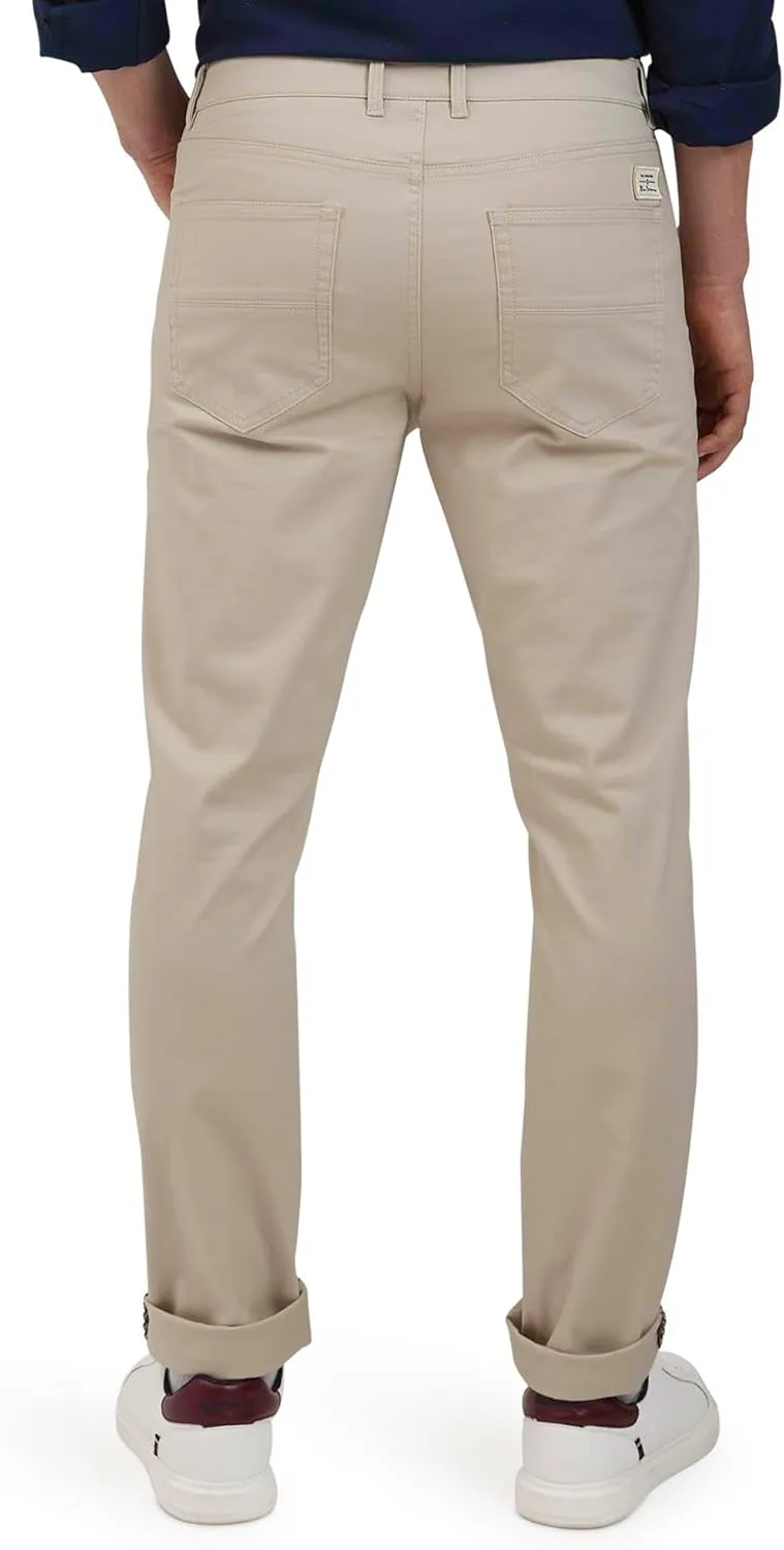 Ben Sherman Men's Khaki Pants - Slim Fit Comfort Stretch Woven Sateen Chino Work Pants - Casual Dress Pants for Men