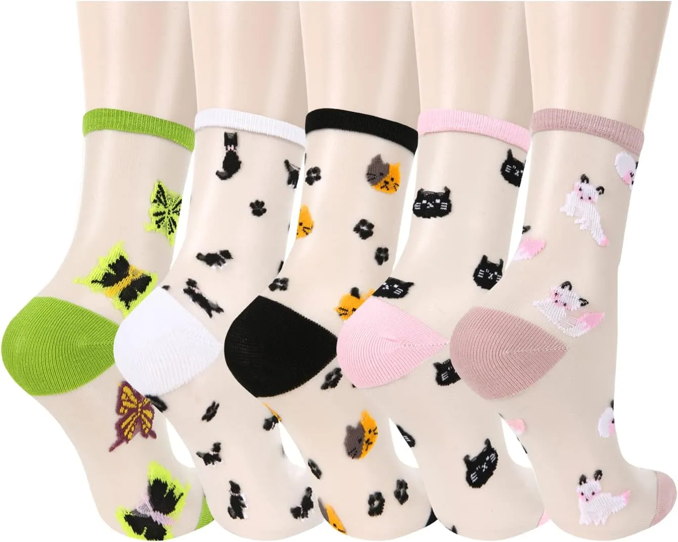 Benefeet Sox Womens Lace Sheer Socks Girls Ultra Thin Nylon Clear Stocking Socks Transparent See Through Ankle Sock