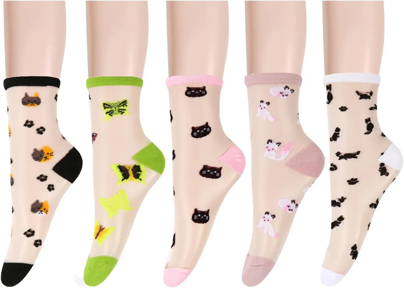 Benefeet Sox Womens Lace Sheer Socks Girls Ultra Thin Nylon Clear Stocking Socks Transparent See Through Ankle Sock