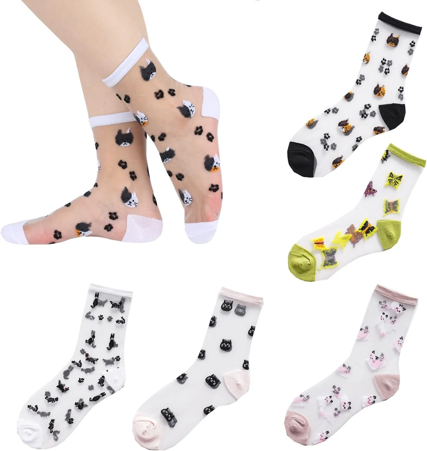 Benefeet Sox Womens Lace Sheer Socks Girls Ultra Thin Nylon Clear Stocking Socks Transparent See Through Ankle Sock