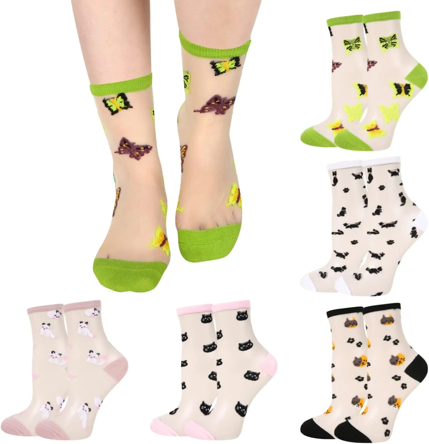 Benefeet Sox Womens Lace Sheer Socks Girls Ultra Thin Nylon Clear Stocking Socks Transparent See Through Ankle Sock