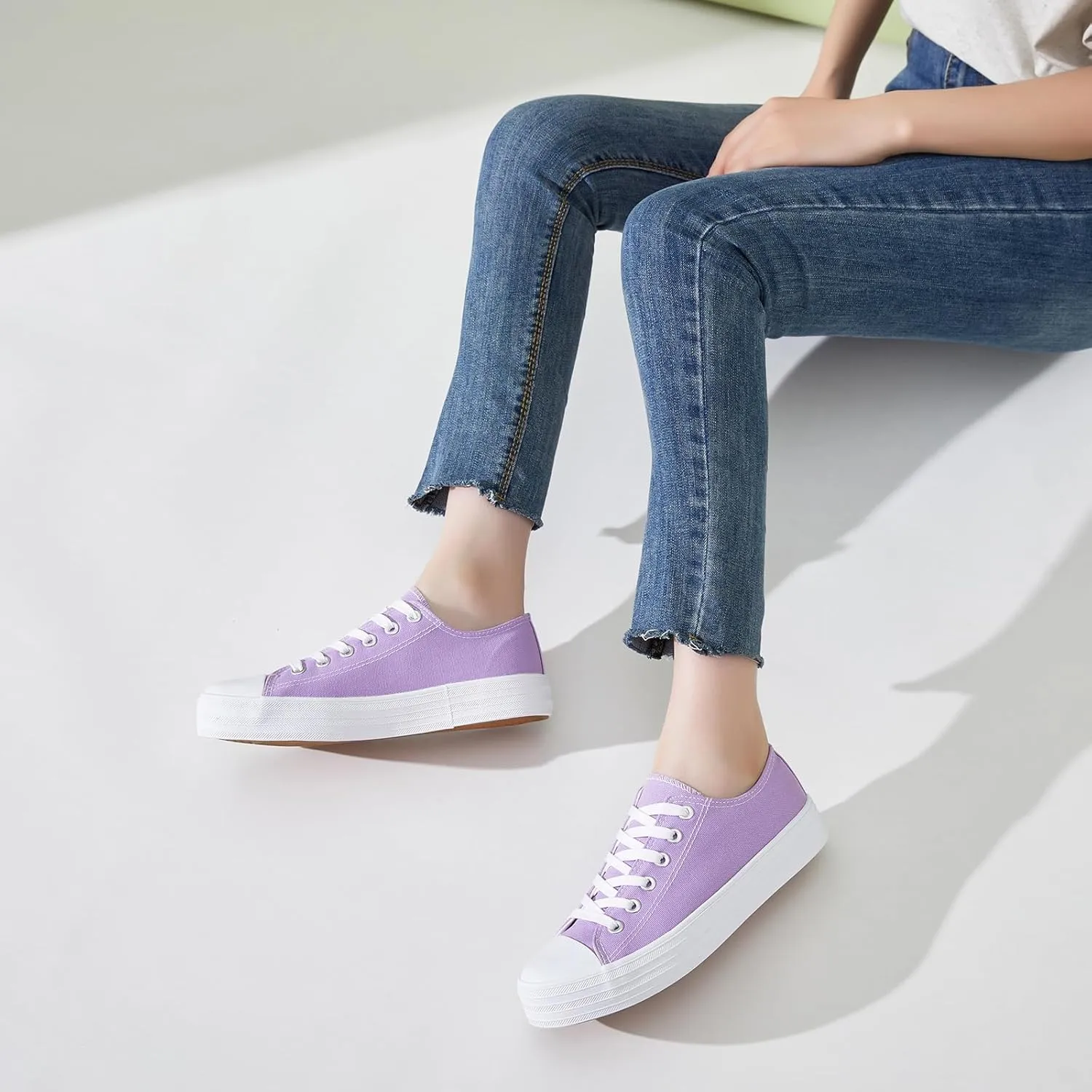 BENPAO Womens White Canvas Sneakers Casual Tennis Shoes for Women Black Fashion Sneakers Comfortable Low Top Walking Shoes