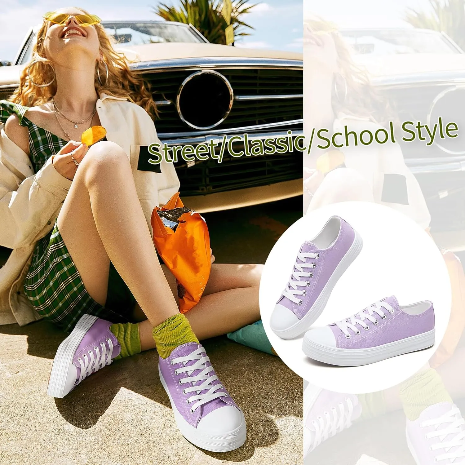 BENPAO Womens White Canvas Sneakers Casual Tennis Shoes for Women Black Fashion Sneakers Comfortable Low Top Walking Shoes