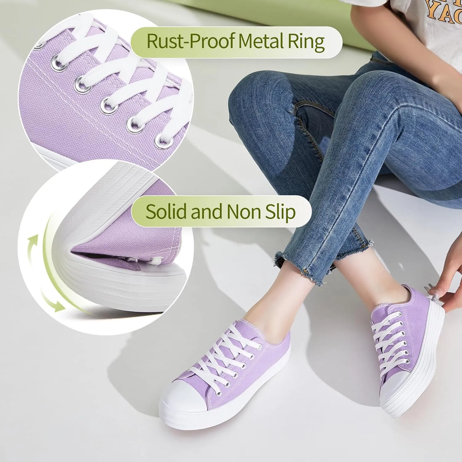 BENPAO Womens White Canvas Sneakers Casual Tennis Shoes for Women Black Fashion Sneakers Comfortable Low Top Walking Shoes