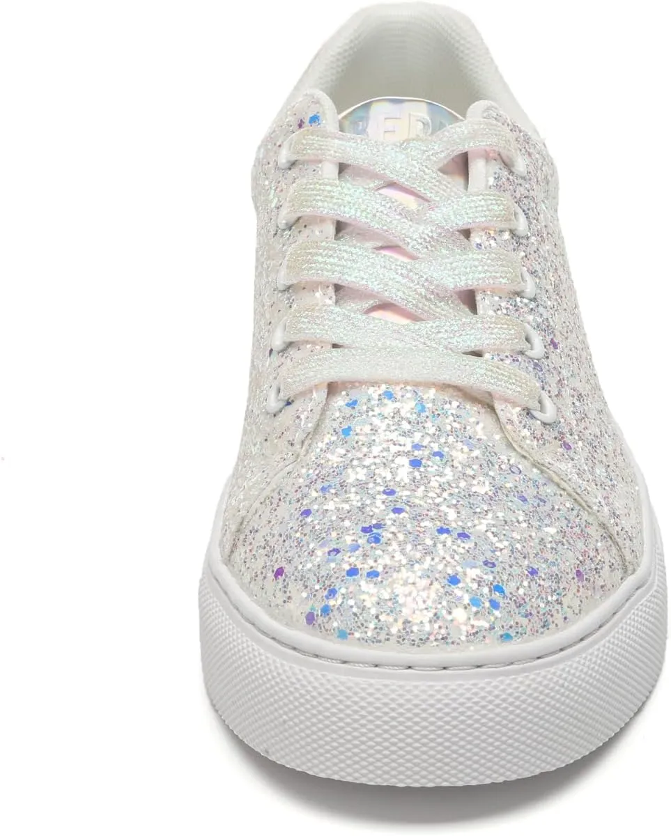 Bernal Women Glitter Sneakers Fashion Shiny Sparkle Sneakers Lightweight Rubber Outsole Non Slip Lace Up Walking Shoes