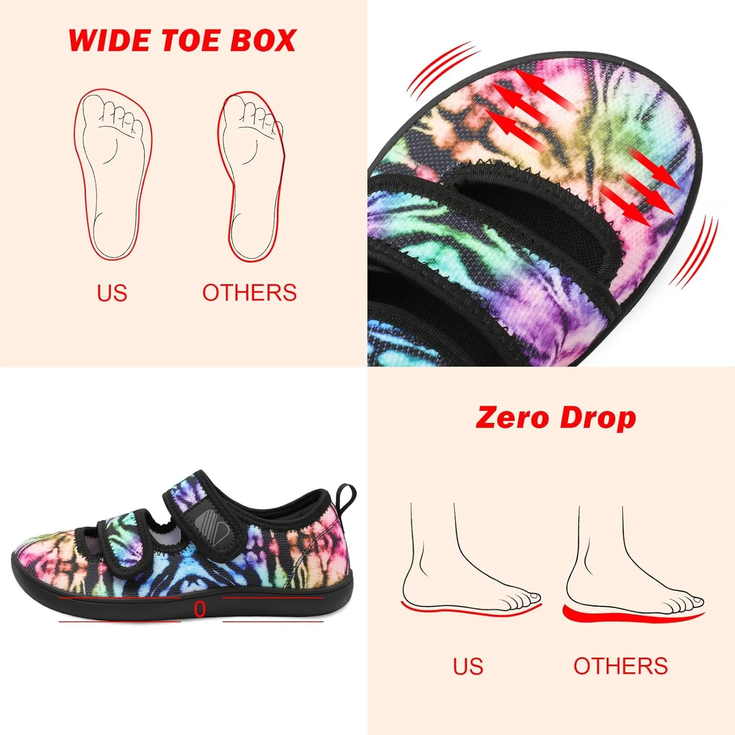 Besroad Womens Walking Shoes Wide Diabetic Shoes Adjustable Barefoot Casual Sneakers Breathable Zero Drop Arthritis Edema Sneakers Indoor Outdoor