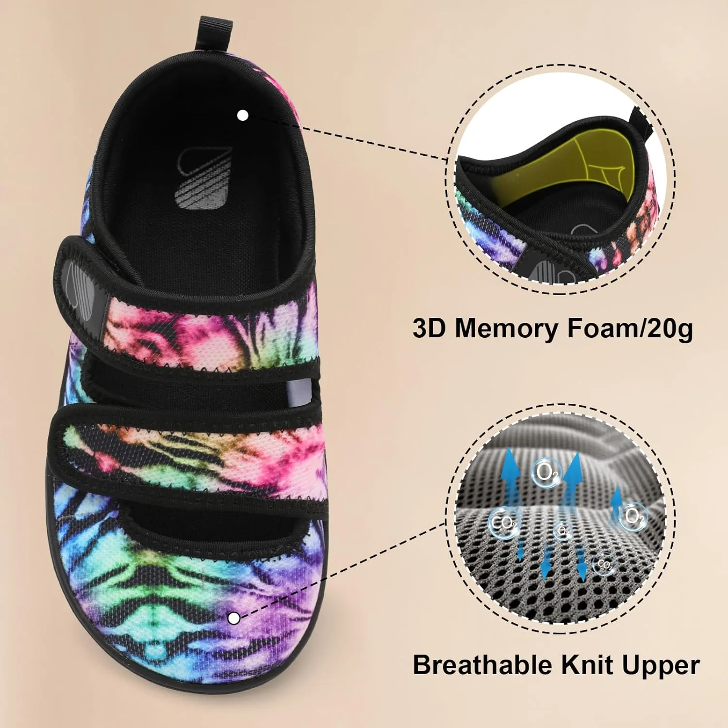 Besroad Womens Walking Shoes Wide Diabetic Shoes Adjustable Barefoot Casual Sneakers Breathable Zero Drop Arthritis Edema Sneakers Indoor Outdoor