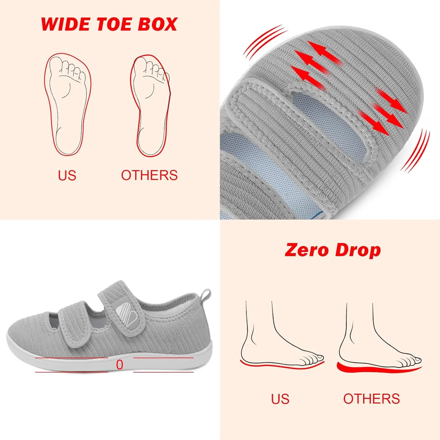 Besroad Womens Walking Shoes Wide Diabetic Shoes Adjustable Barefoot Casual Sneakers Breathable Zero Drop Arthritis Edema Sneakers Indoor Outdoor
