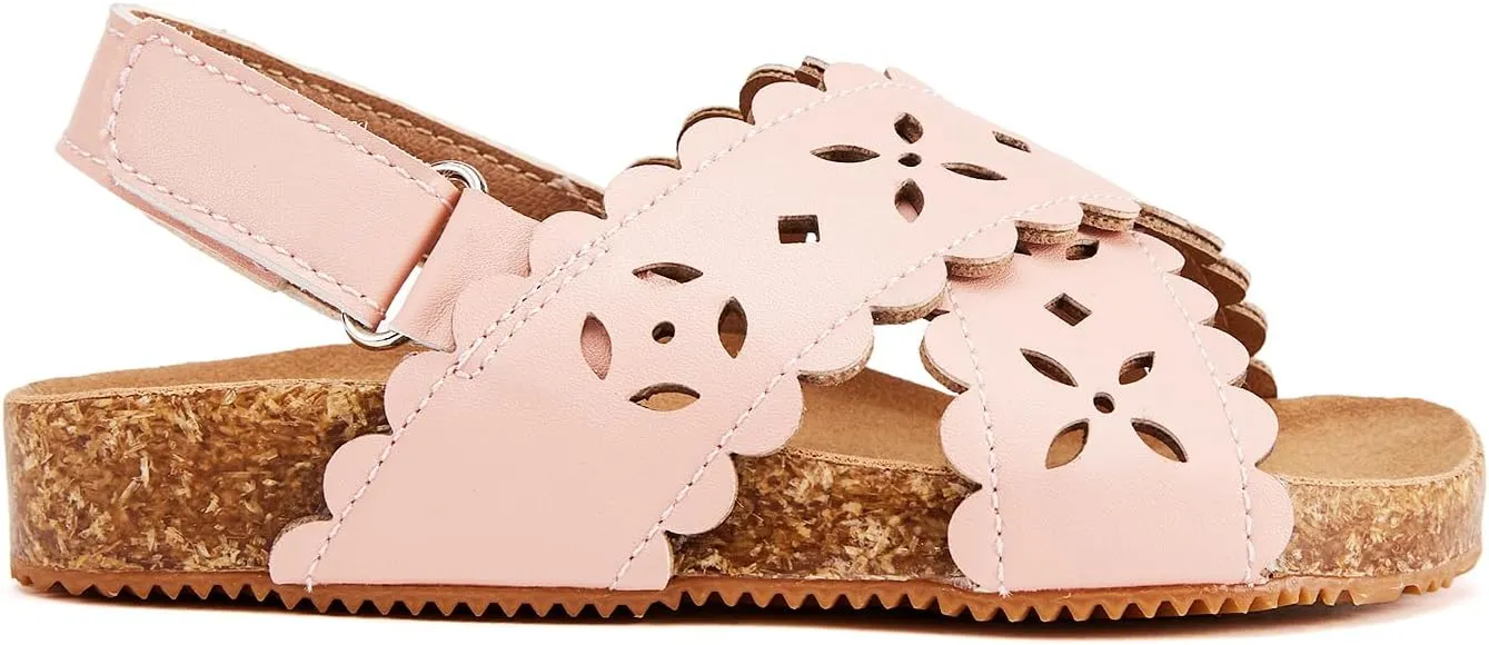 BMCiTYBM Toddler Boys Girls Sandals Open Toe Arch Support Slides Adjustable Straps Cork Footbed Slippers for Indoor Outdoor