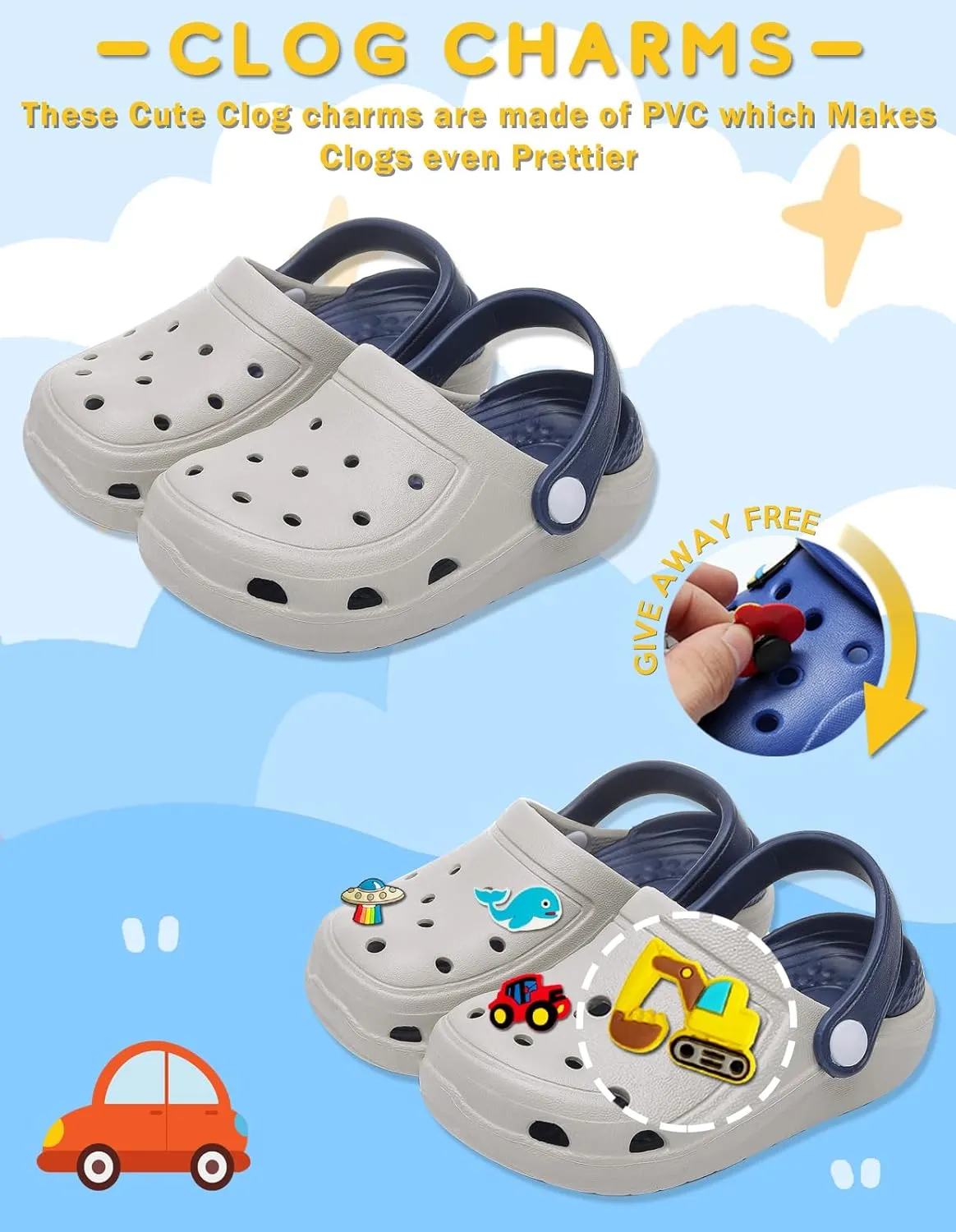 Boys Girls Toddler Clogs Little Kids Slip on Slides Sandals Truck Car Bunny Summer Water Shoes Garden Beach Pool Outdoor Bathing Shower Slippers
