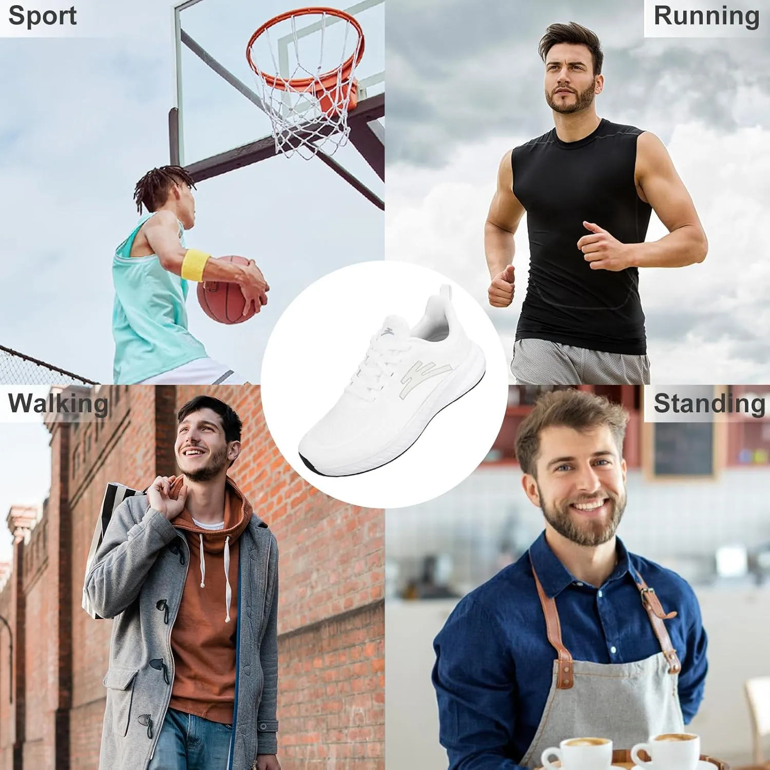 Breathable Running Shoes for Men Anti-Slip Mens Athletic Shoes Lightweight Mens Slip-On Walking Sneakers for Gym Jogging Sports and Workout