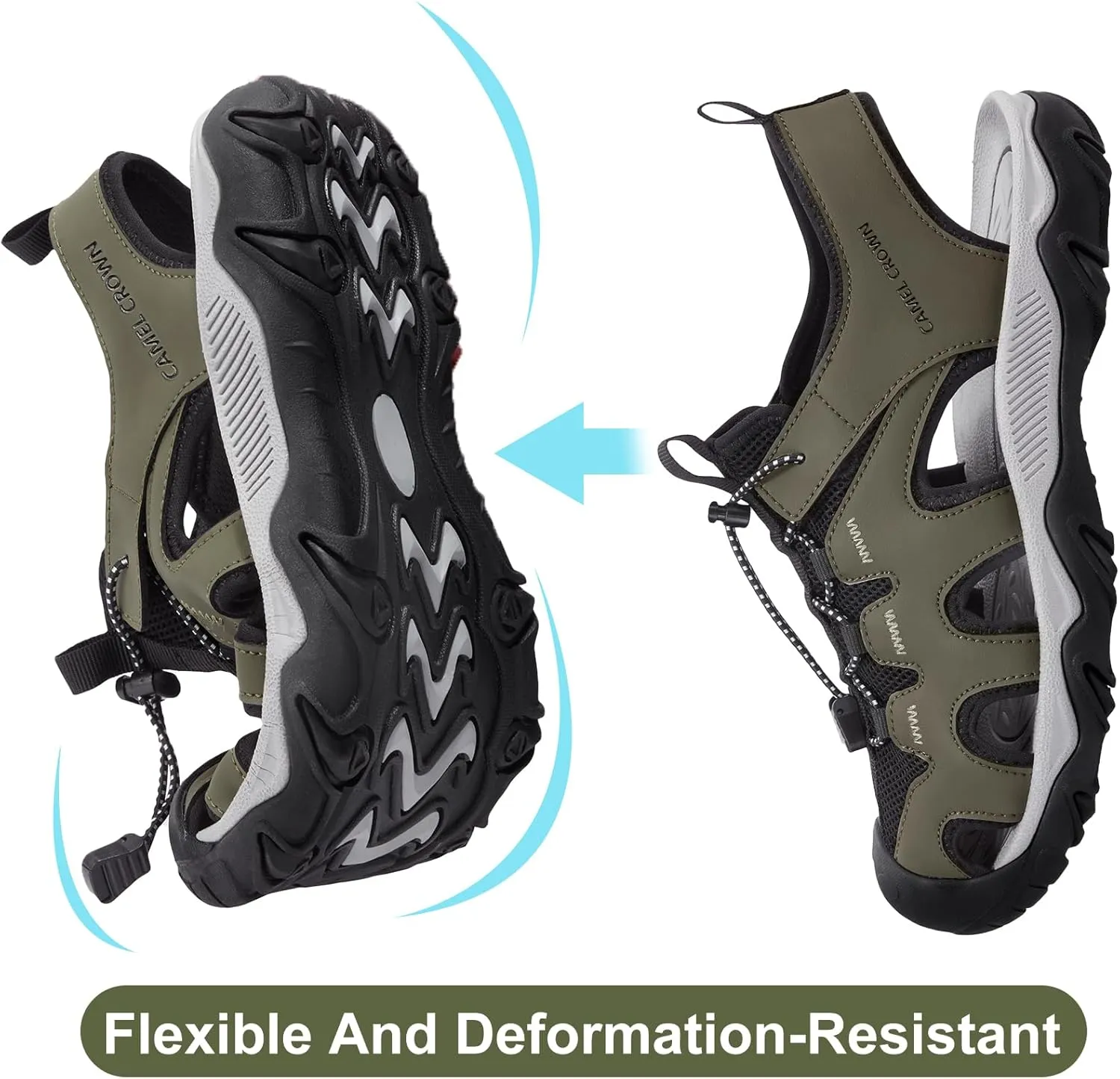 CAMEL CROWN Men's Hiking Sandals Anti-slipping Athletic Water Shoes with Arch Support Closed Toe Outdoor Summer Camping Sandal for Beach