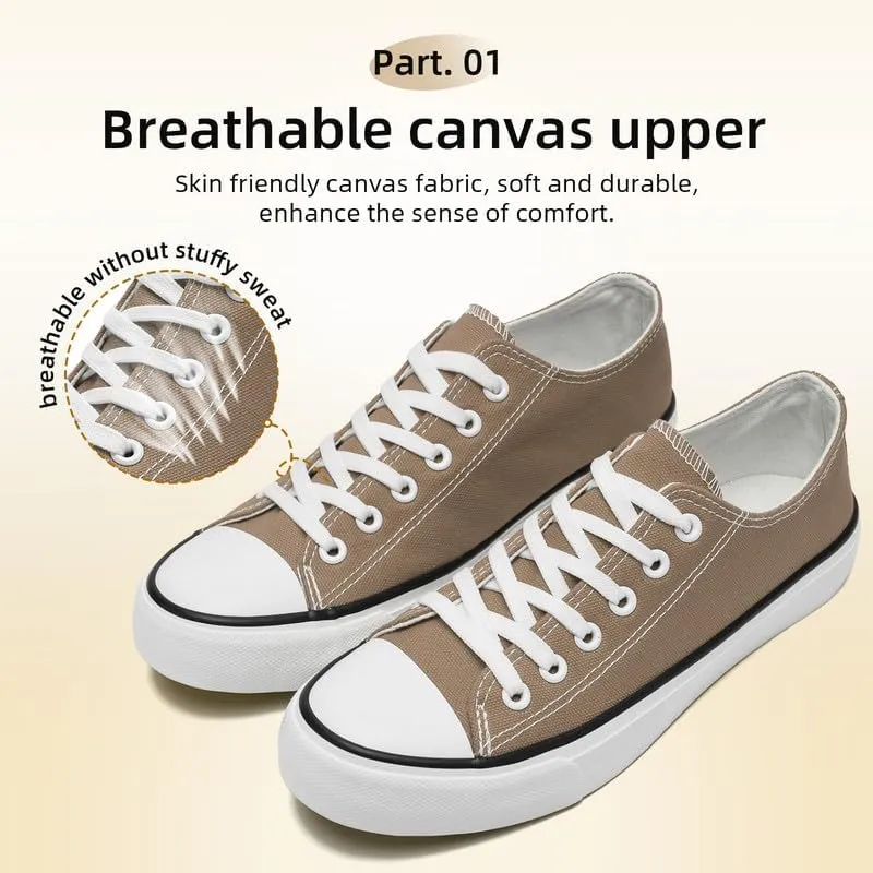 Canvas Shoes for Women Men Low Top Lace Up Sneakers Canvas Fashion Sneakers Classic Casual Walking Shoes Comfortable Breathable