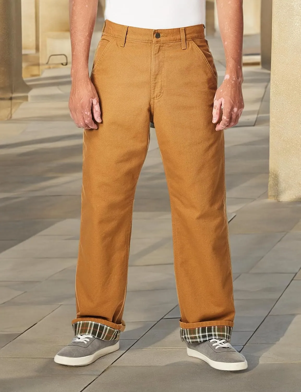 Carhartt Men's Loose Fit Washed Duck Flannel-Lined Utility Work Pant