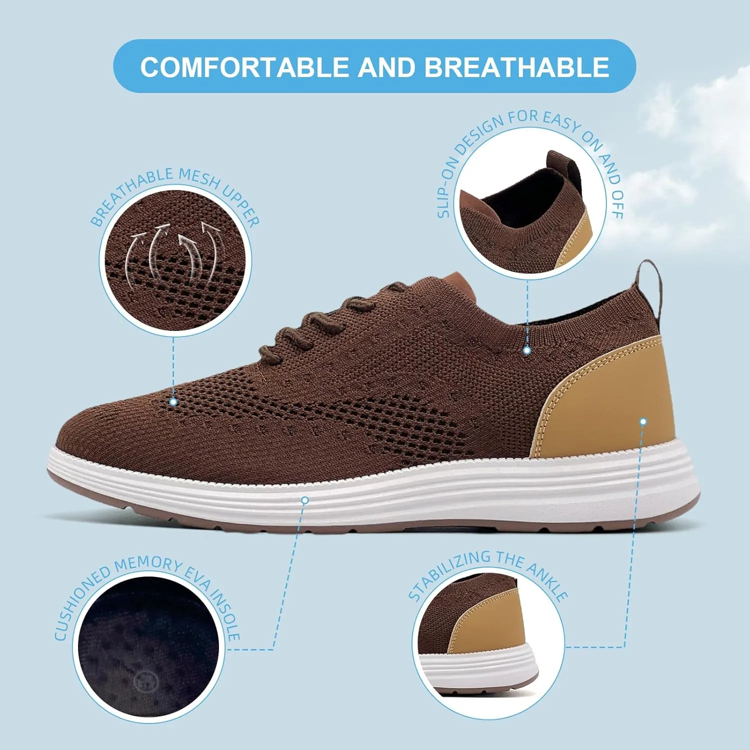 Casual Dress Shoes for Men Business Oxfords Fashion Sneakers Comfortable Loafers Men’s Walking Shoes
