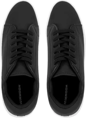 CHIN·MOON Women's Fashion Sneakers White PU Leather Casual Shoes Low Top Lace Up Tennis Sneakers