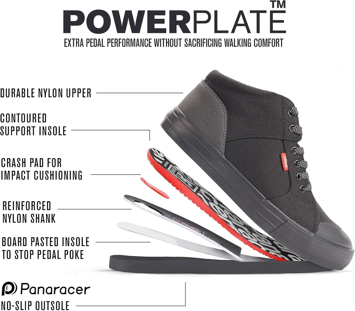 Chrome Industries Southside 3.0 Sneakers - High-Top Mid-Rise Bike Shoes with Panaracer Outsole and Reinforced Nylon Shank